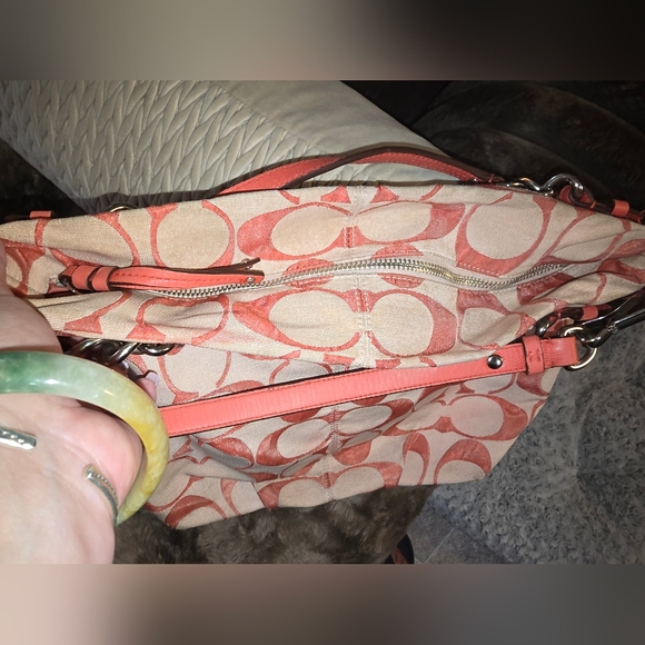 Coach Coral/Salmon Signature Pattern Bag - Rehab Project - Picture 3 of 10